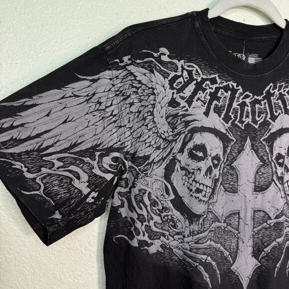 Affliction Misfits Shirt Mens Large Skull Wings Y2K Graphic Tee Grunge Punk NEW - Picture 5 of 9